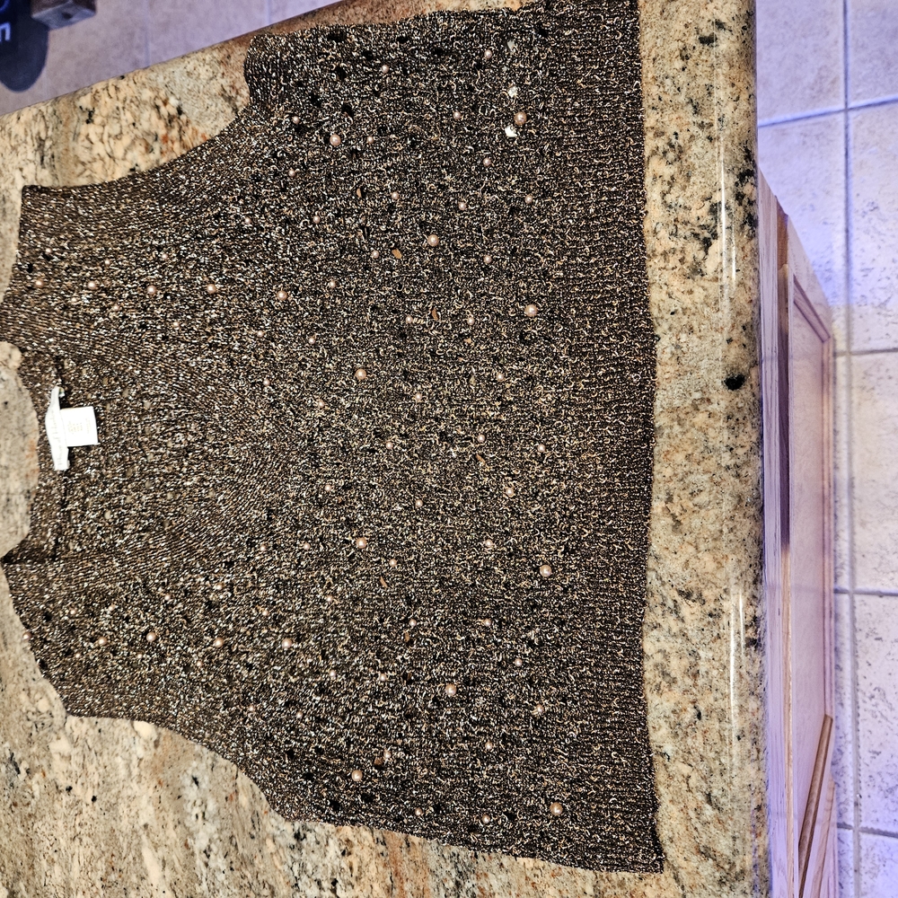 Black and Gold Knit Sleeveless Top